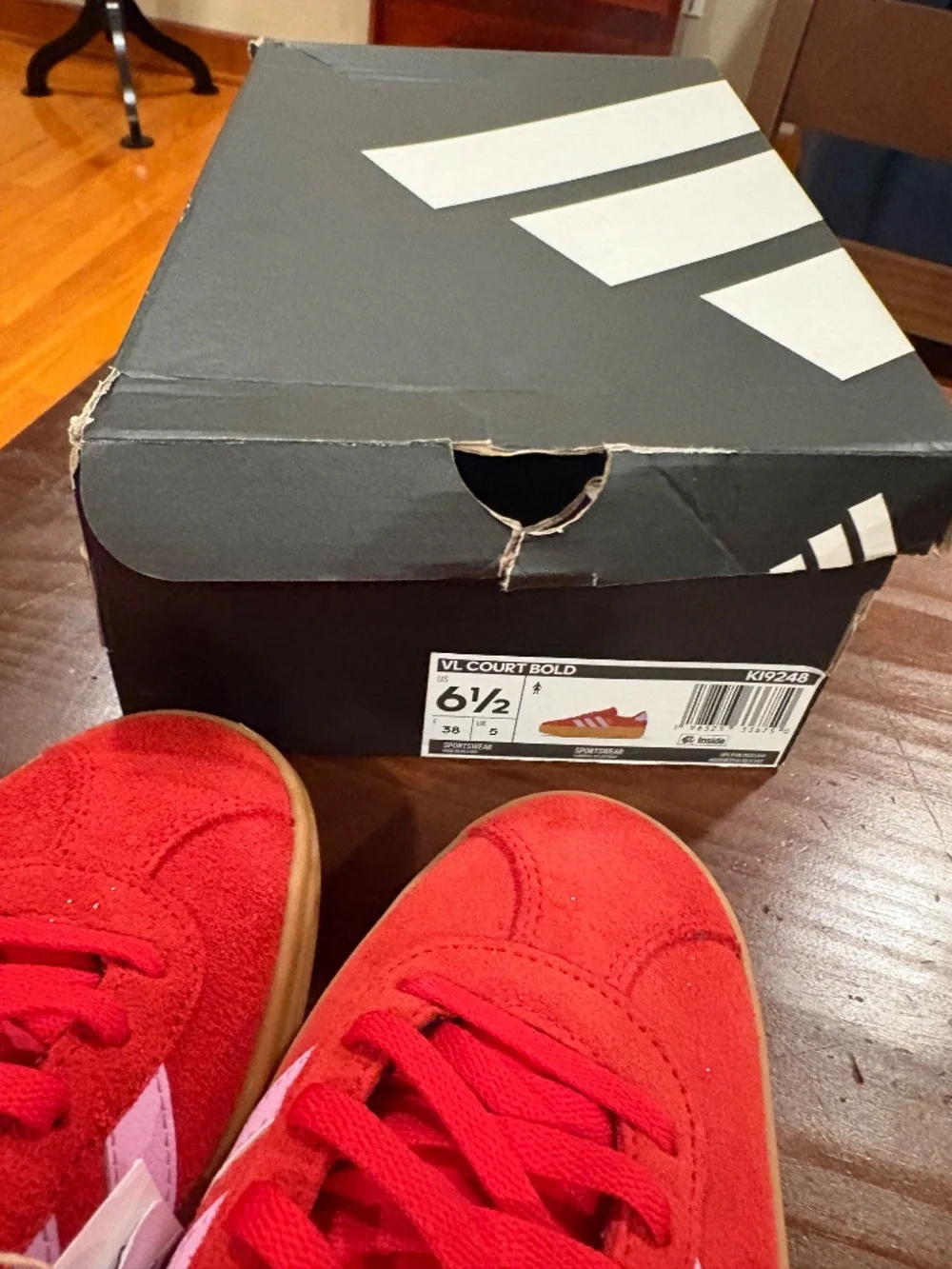 adidas VL Court Bold Platform Sneaker Women’s Red/Pink Size 6.5 New In Box